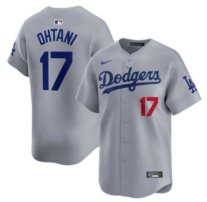 Men%27s Los Angeles Dodgers #17 Shohei Ohtani Gray Cool Base Stitched Baseball Jersey